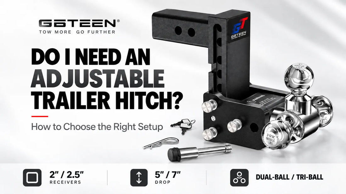 Do I need an adjustable trailer hitch guide featuring a GETEEN tri-ball adjustable trailer hitch with receiver size and drop height options.