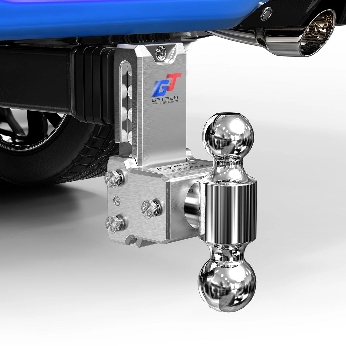 GETEEN Aluminum Adjustable Drop Hitch, 2" Receiver, Dual Ball, 5" Drop/Rise, 10,000 lbs