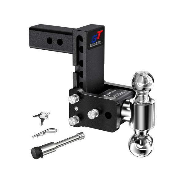 GETEEN Trailer Hitches, Adjustable Trailer Hitch Ball Mount - Fits 2.5" Receiver, Dual Ball (2" x 2-5/16"), 5" Drop, 15,000 GTW - GT25052B