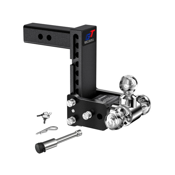 GETEEN Trailer Hitches, Adjustable Trailer Hitch Ball Mount - Fits 2.5" Receiver, Tri-Ball (1-7/8" x 2" x 2-5/16"), 7" Drop, 15,000 GTW - GT25073B