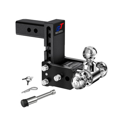 GETEEN Adjustable Drop Hitch, 2.5" Receiver, Tri-Ball, 5" Drop, 18,000 lbs