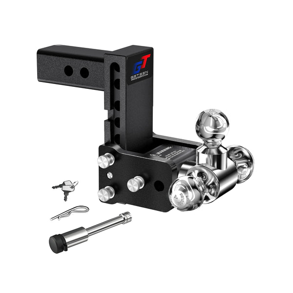 GETEEN Adjustable Drop Hitch, 2.5" Receiver, Tri-Ball, 5" Drop, 18,000 lbs