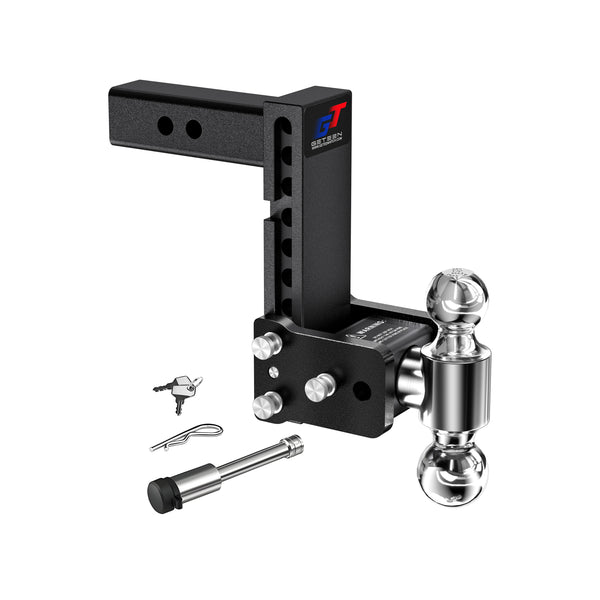 GETEEN Trailer Hitches, Adjustable Trailer Hitch Ball Mount - Fits 2.5" Receiver, Dual Ball (2" x 2-5/16"), 7" Drop, 15,000 GTW - GT25072B