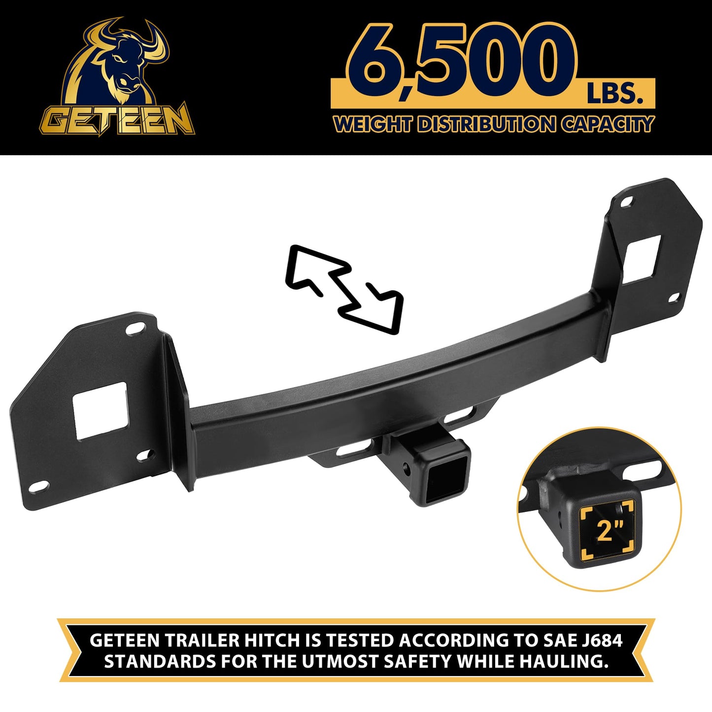 Trailer Hitch Compatible with Tesla Model Y 2020-2025, 2-inch Tow Hitch Receiver, Black Trailer Hitch Kit, Anti-Rust Gloss Black Powder Coat Tow Hitch