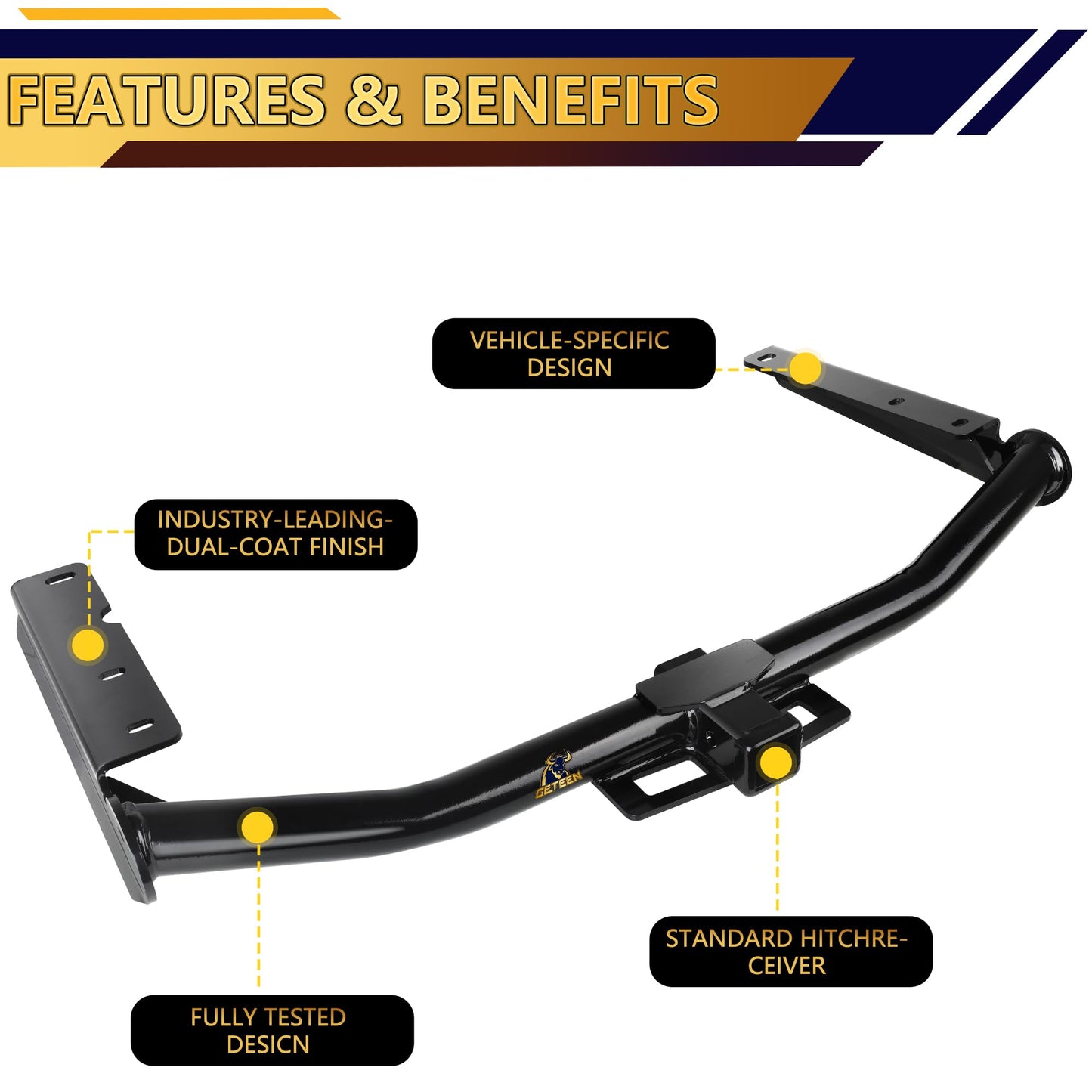 Geteen Class III Trailer Hitch, Tow Hitch 2 Inch Receiver Compatible with (2014-2019) Toyota Highlander, Multi-Fit Hitch to Receive Ball Mount Cargo Carrier Bike Rack Tow Hook