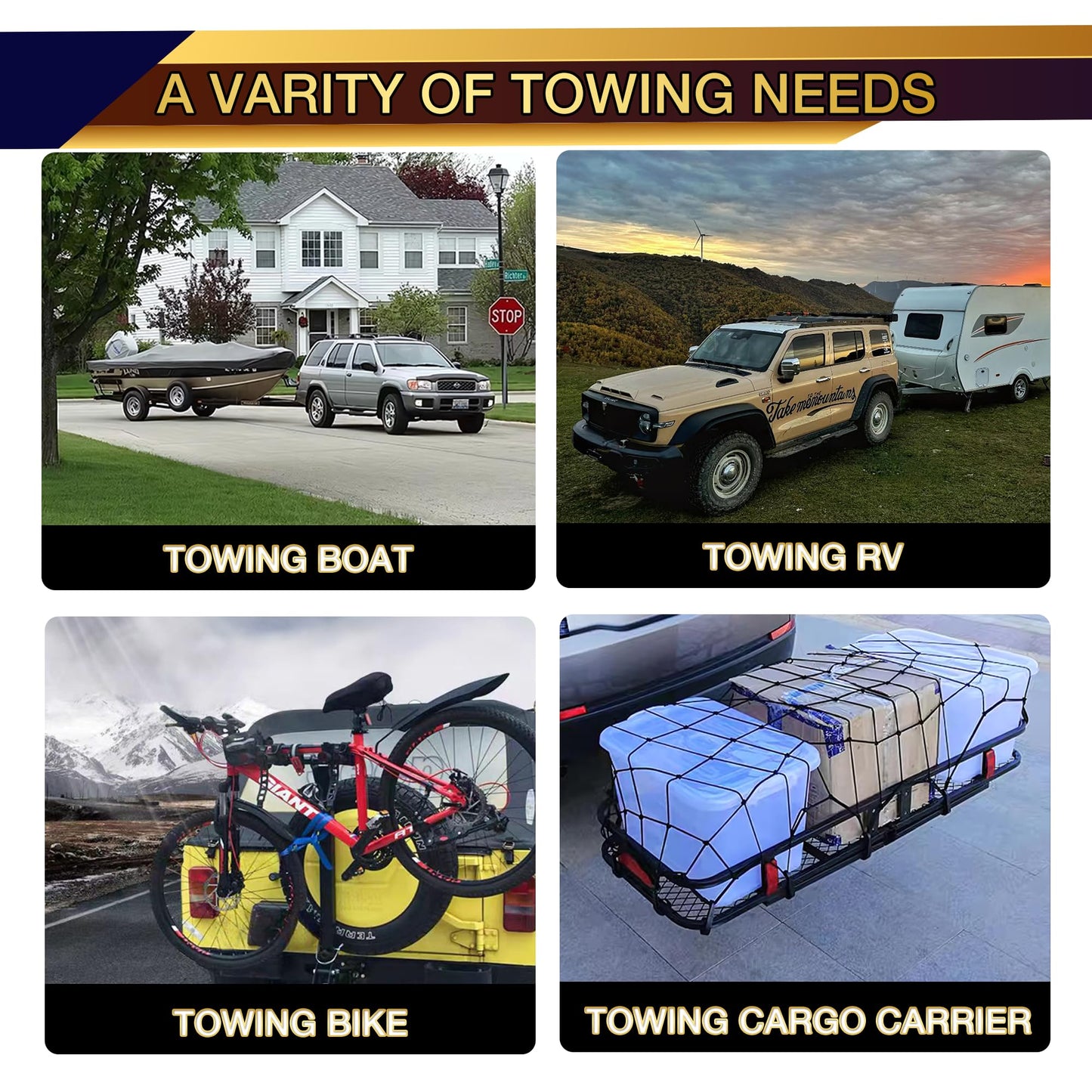 Trailer Hitch Compatible with Tesla Model Y 2020-2025, 2-inch Tow Hitch Receiver, Black Trailer Hitch Kit, Anti-Rust Gloss Black Powder Coat Tow Hitch