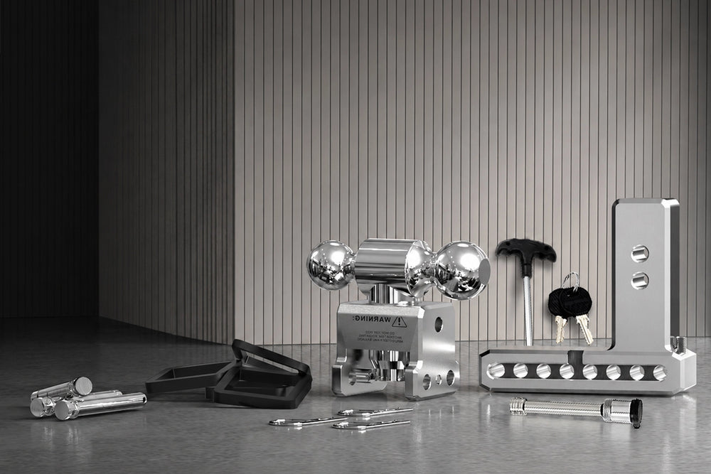 GETEEN aluminum hitch with a four-piece anti-rattle system designed to reduce receiver movement and road noise.