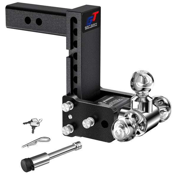 GETEEN Adjustable Drop Hitch, 2.5" Receiver, Tri-Ball, 7" Drop, 18,000 lbs
