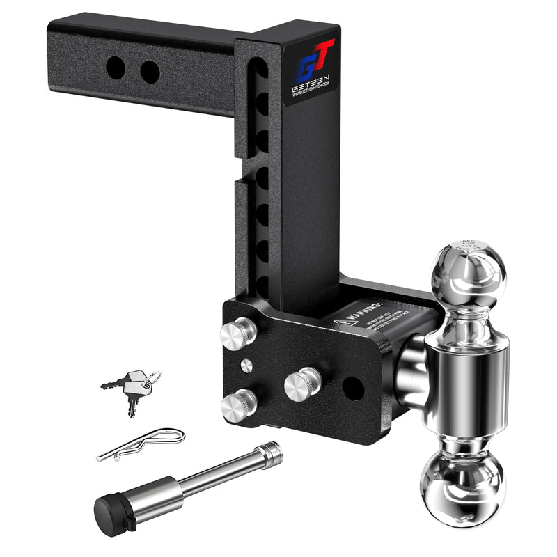 GETEEN Adjustable Drop Hitch, 2" Receiver, Dual Ball, 7" Drop, 10,000 lbs