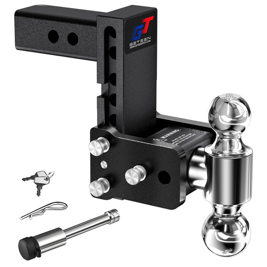 GETEEN Adjustable Drop Hitch, 2.5" Receiver, Dual Ball, 5" Drop, 18,000 lbs
