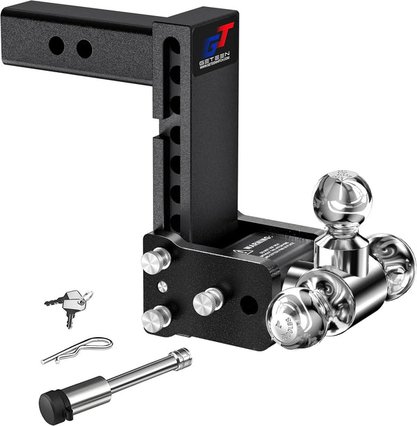 GETEEN Adjustable Drop Hitch, 2" Receiver, Tri-Ball, 7" Drop, 10,000 lbs