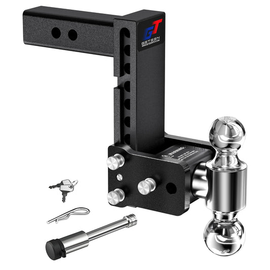 GETEEN Adjustable Drop Hitch, 2.5" Receiver, Dual Ball, 7" Drop, 18,000 lbs