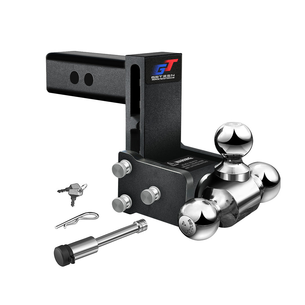 GETEEN Trailer Hitches, Adjustable Trailer Hitch Ball Mount - Fits 2.5" Receiver, Tri-Ball (1-7/8" x 2" x 2-5/16"), 5" Drop, 18,000 GTW - GT25053B