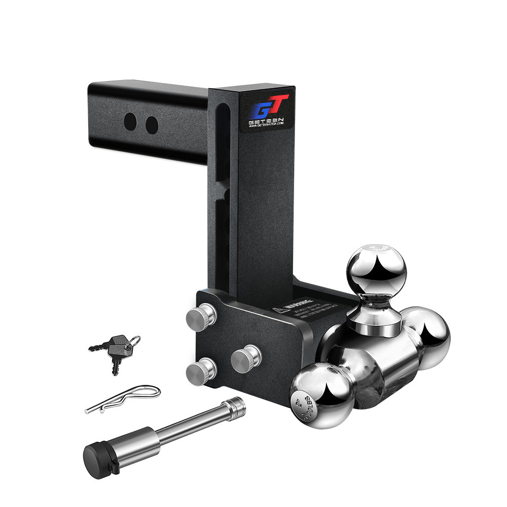 GETEEN Trailer Hitches, Adjustable Trailer Hitch Ball Mount - Fits 2.5" Receiver, Tri-Ball (1-7/8" x 2" x 2-5/16"), 7" Drop, 18,000 GTW - GT25073B