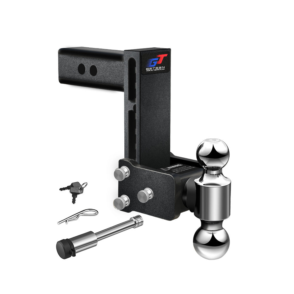 GETEEN Trailer Hitches, Adjustable Trailer Hitch Ball Mount - Fits 2.5" Receiver, Dual Ball (2" x 2-5/16"), 7" Drop, 18,000 GTW - GT25072B